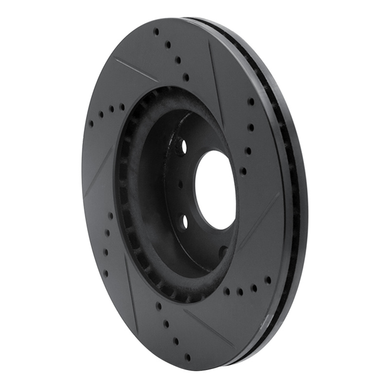 Infiniti G35 Brake Rotor (1) - Front Left - R1 Concepts - Drilled & Slotted - Black - `03-`05